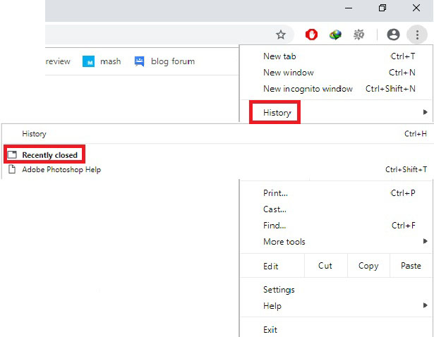 how to restore chrome history,restore previous session chrome,recent tabs history