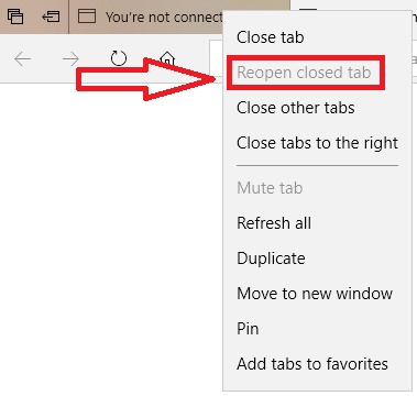 How to restore tabs on Microsoft Edge