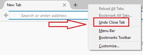 open recently closed tab or restore closed tabs, restore tabs in firefox
