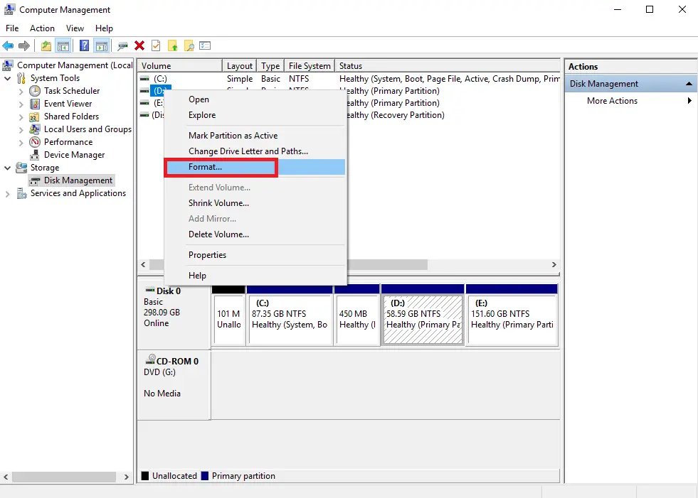 disk management format drive, How to Wipe a Hard Drive without Deleting Windows