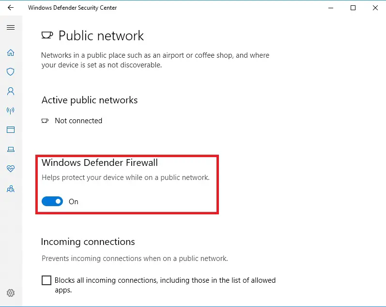 Windows defender firewall