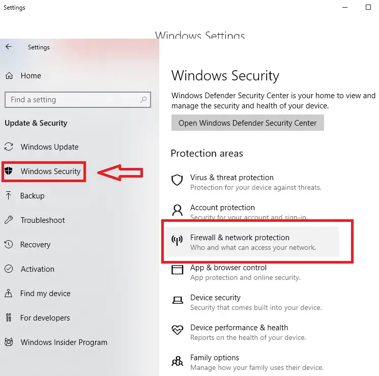 disable firewall windows 10