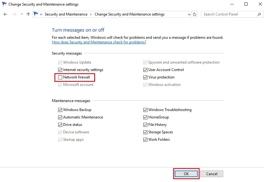 Turn off Windows 10 Firewall notifications (Popping Messages)