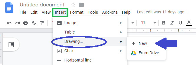 inserting text box on google docs