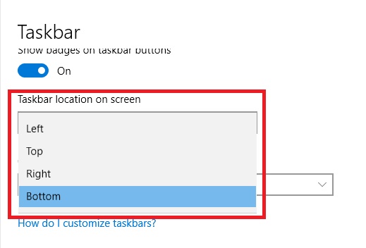 change location of taskbar,Windows 10 Taskbar Customization: Change Settings