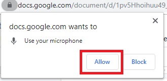 Google Docs Voice Typing not Working