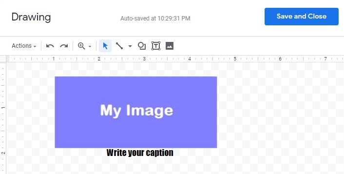 Google docs image caption using drawing tool