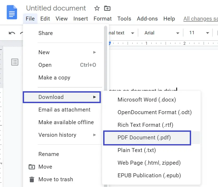 how to save a google doc 