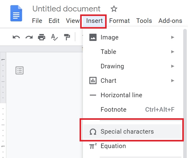 insert special characters in google docs, special character google sheets