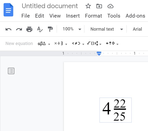how to make a fraction in google docs