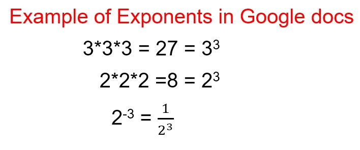 how to do exponents in google docs