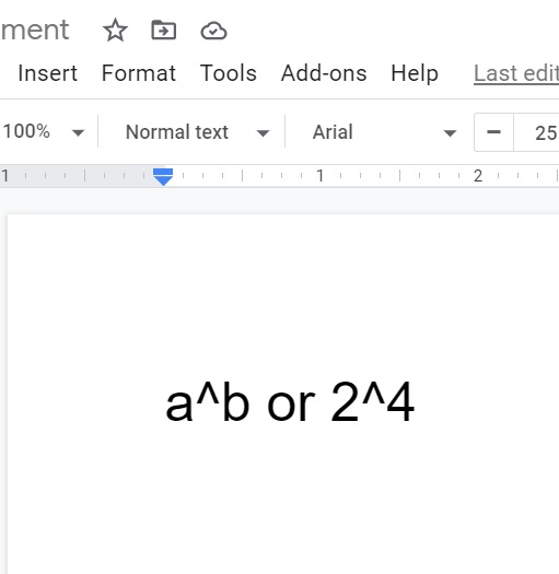 How to write exponents in Google docs, alt code for exponents