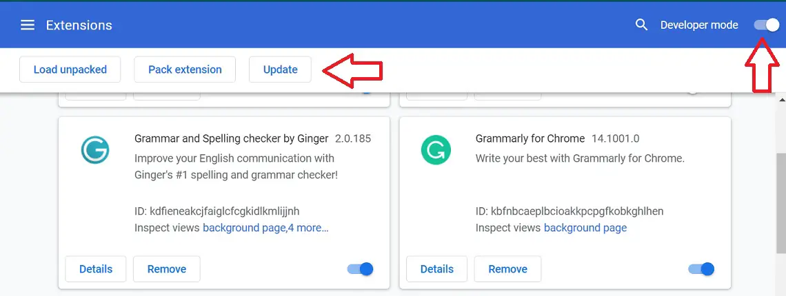 update Chrome extensions, how to update extensions in chrome