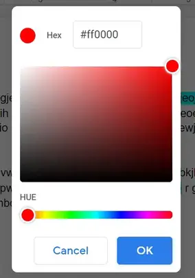 How to change highlight color in Google Docs, color picker