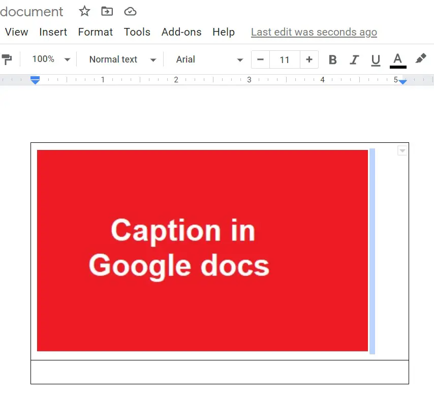 How to add a caption to a photo in Google docs