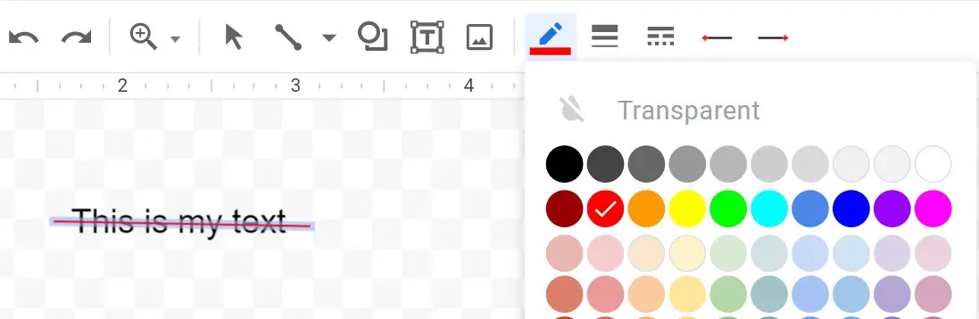 change strikethrough color in Google docs