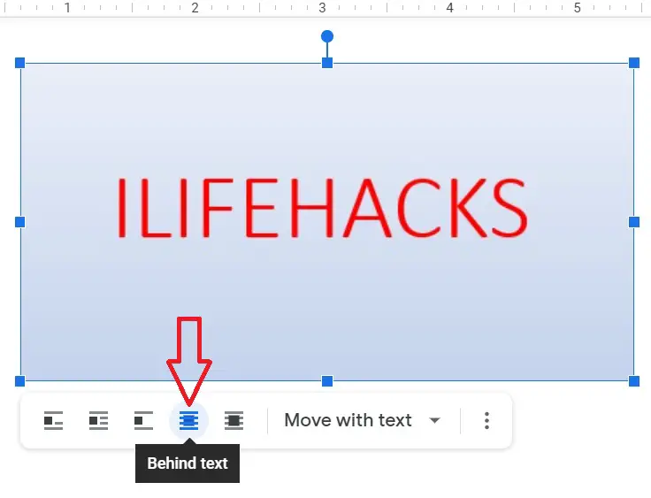 How to put image behind text in Google docs using behind text option