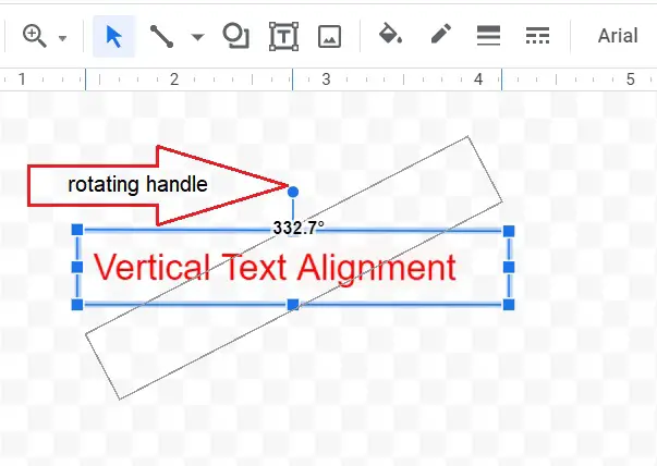 Rotating handle rotate text in Google Docs