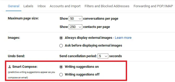 Gmail turn OFF autocomplete