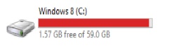 local disk C is full showing red color