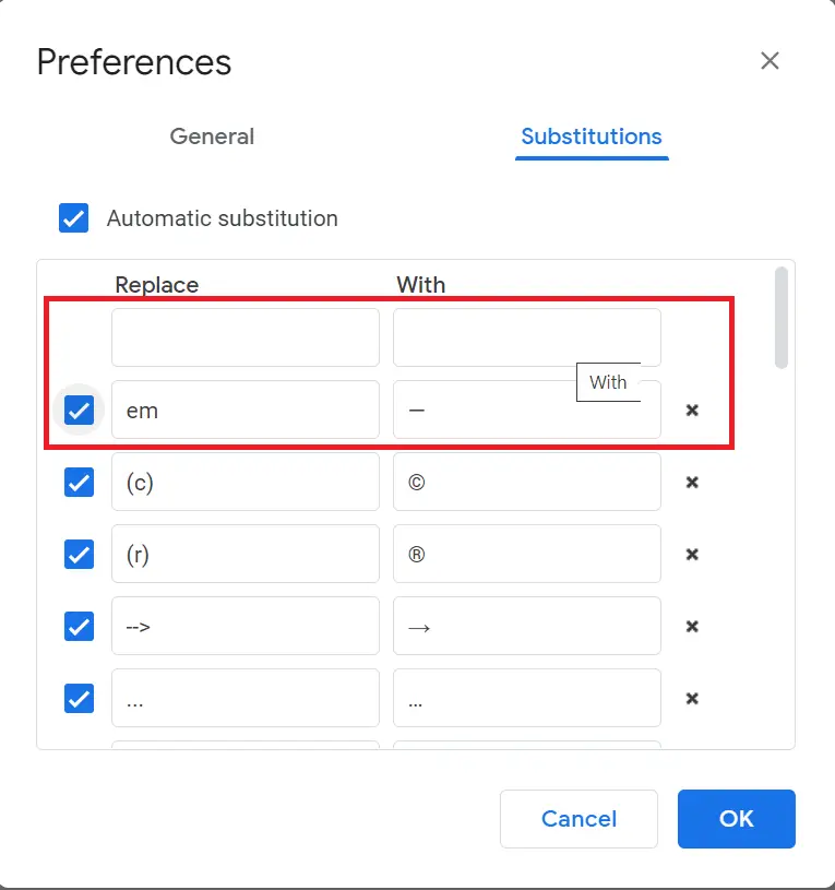 long dash in google docs	
