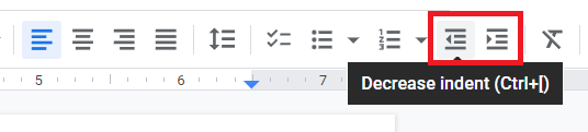 Google Docs hanging indent shortcut