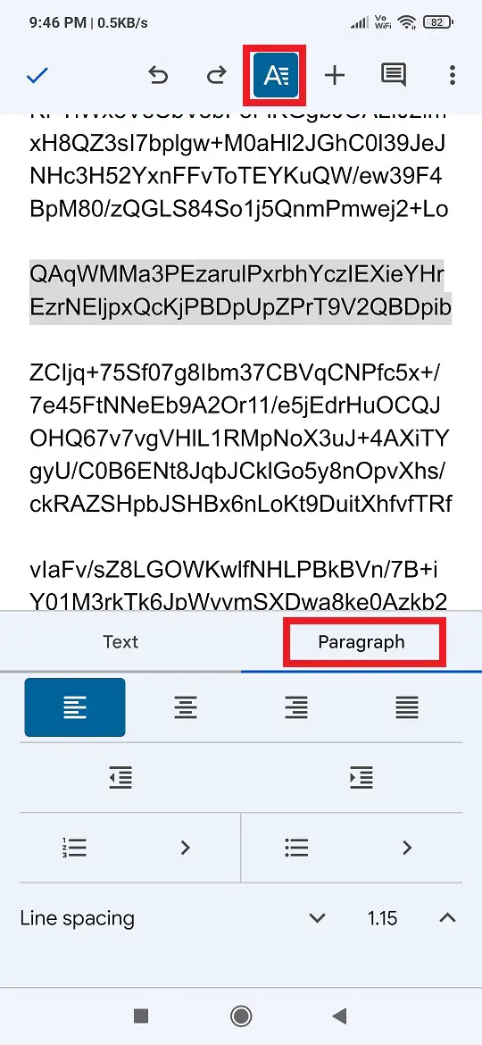 How to indent paragraphs on Google Docs App