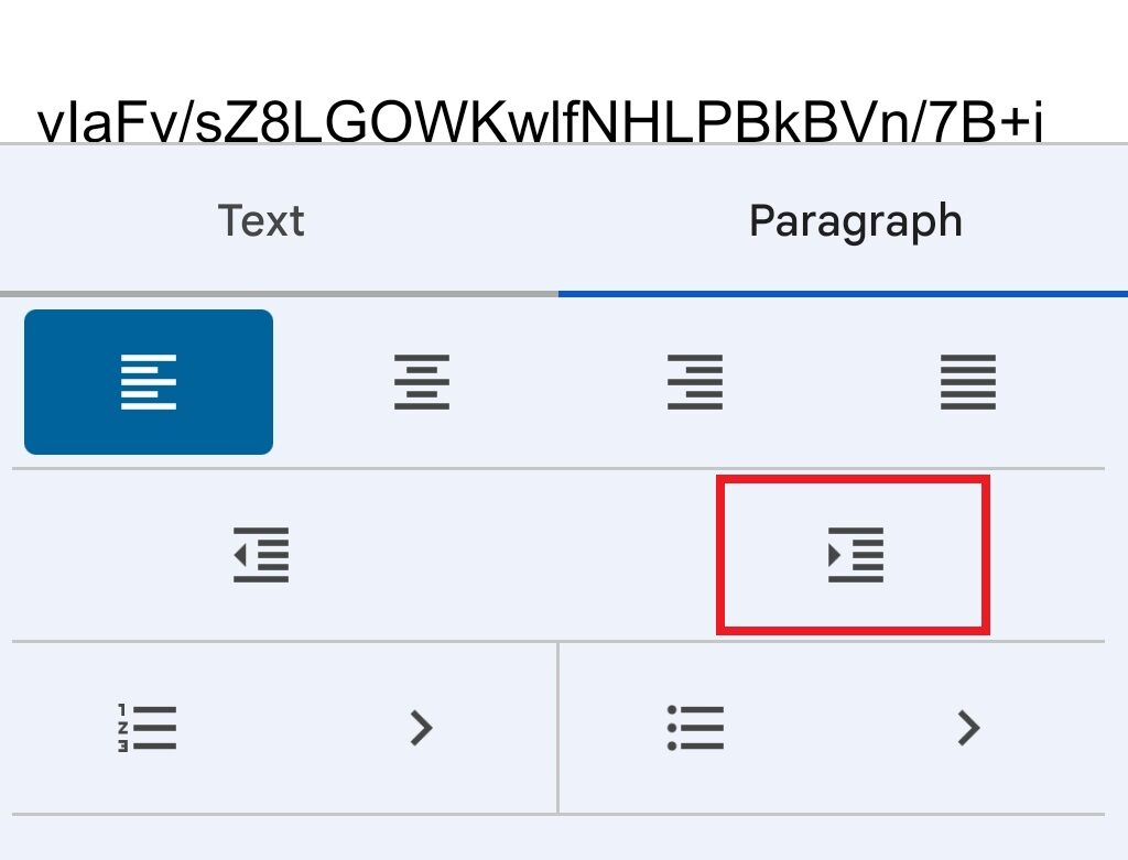 How to indent paragraphs on Google Docs App