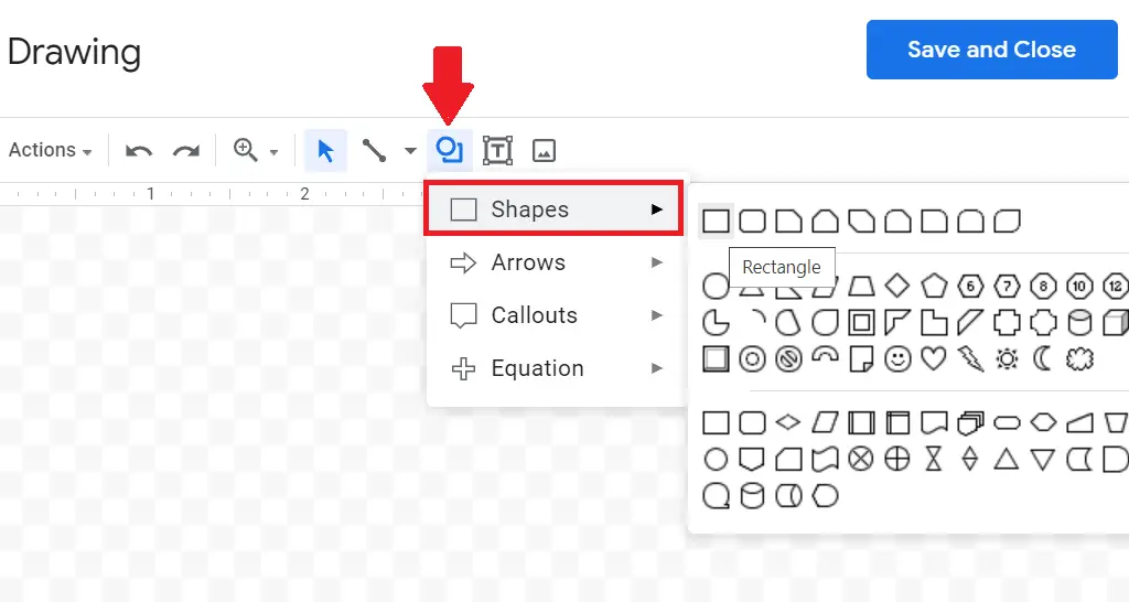 how to insert shapes in google docs