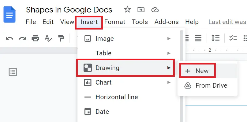 how to insert shapes in google docs