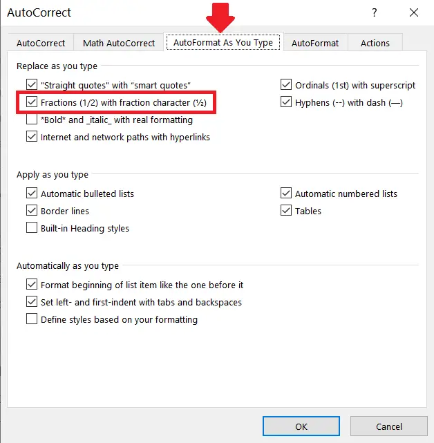 stacking fractions in microsoft word