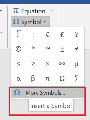 fraction symbol in Word