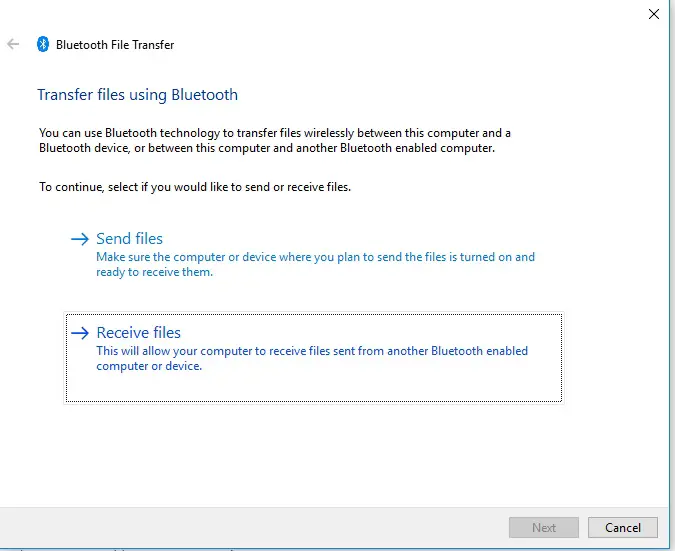 how to send files via bluetooth