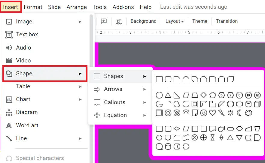 How to change shape opacity in Google Slides
