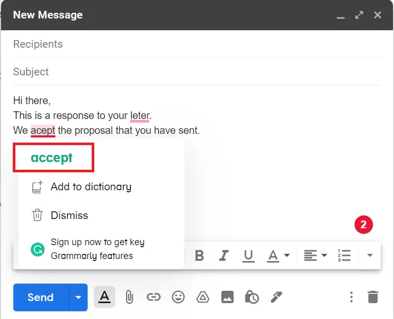 spell check in Gmail