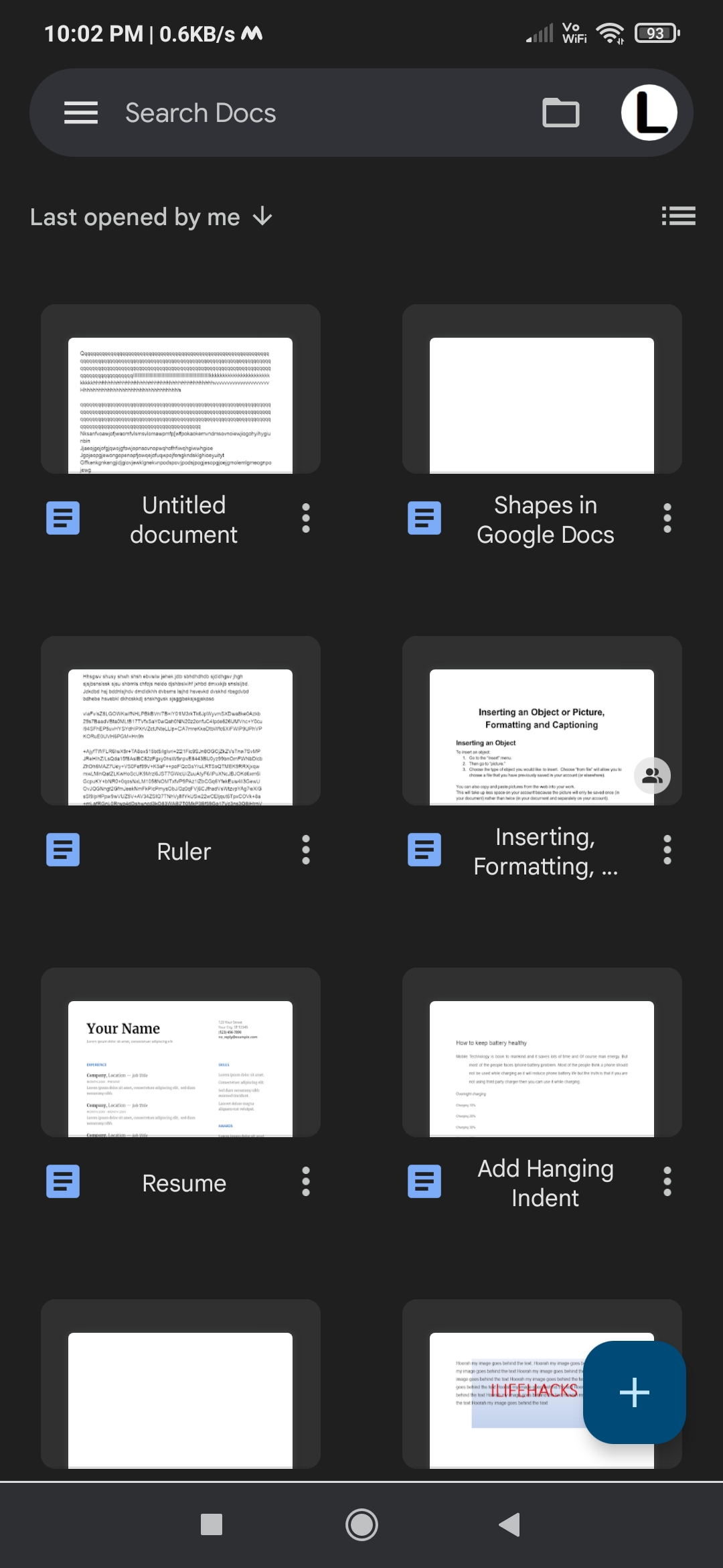 Google Docs dark mode got enable in android