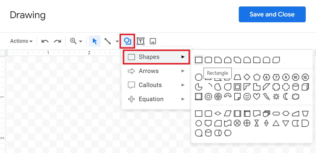 How to insert rectangle in Google Docs