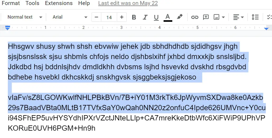 Select the text to change color in google docs