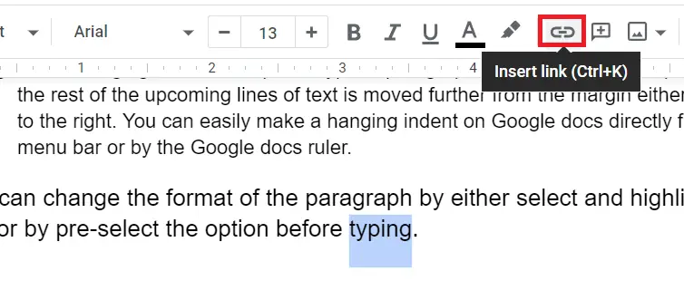 How to hyperlink in Google Docs