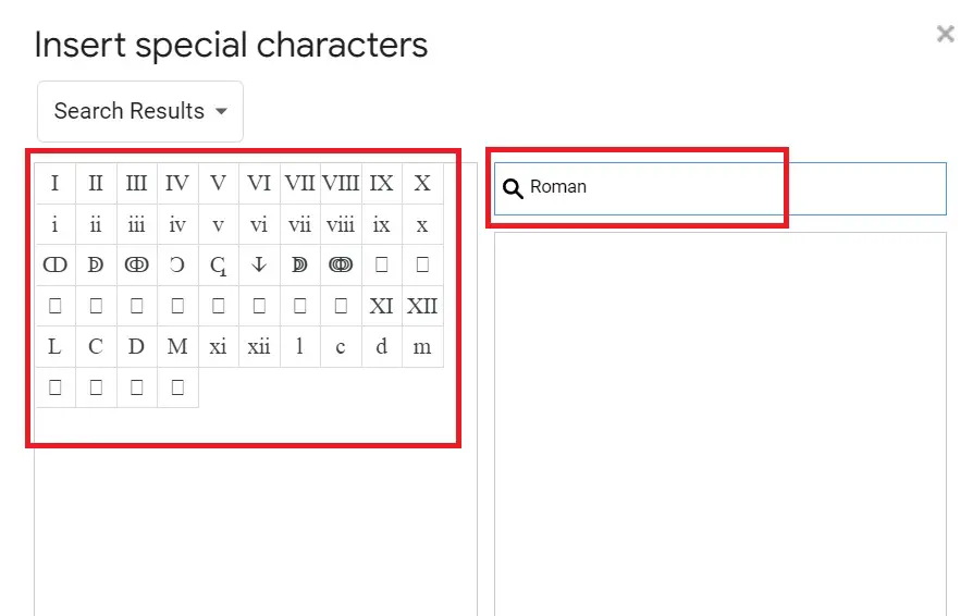 How to put Roman Numerals in Google Docs