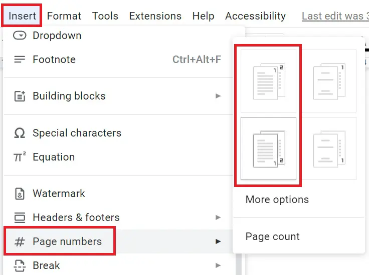 How to Insert Roman numeral page numbers in Google Docs