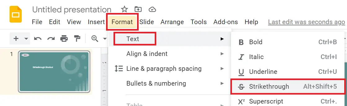 How to Strikethrough Google Slides