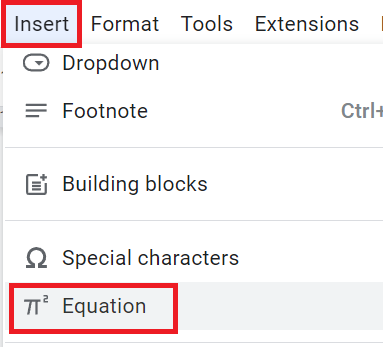 How to type square root in Google Docs