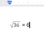 square root in Google Docs