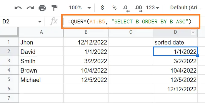 Sort by Date in Google Sheets