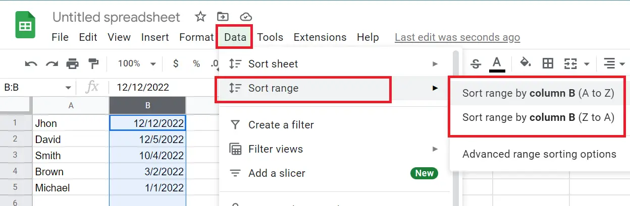 How to Sort in Google Sheets