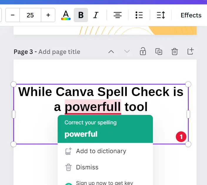 Canva spell check