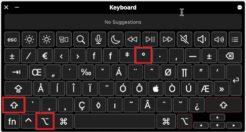 degree symbol on Mac keyboard