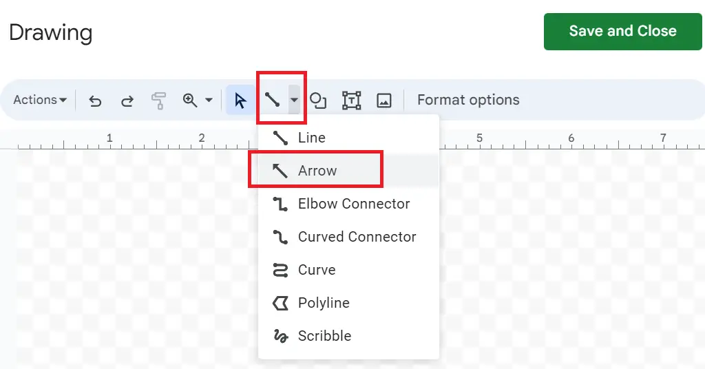 insert arrows in Google Sheets