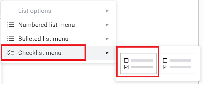 how to add Checkbox in Google Docs